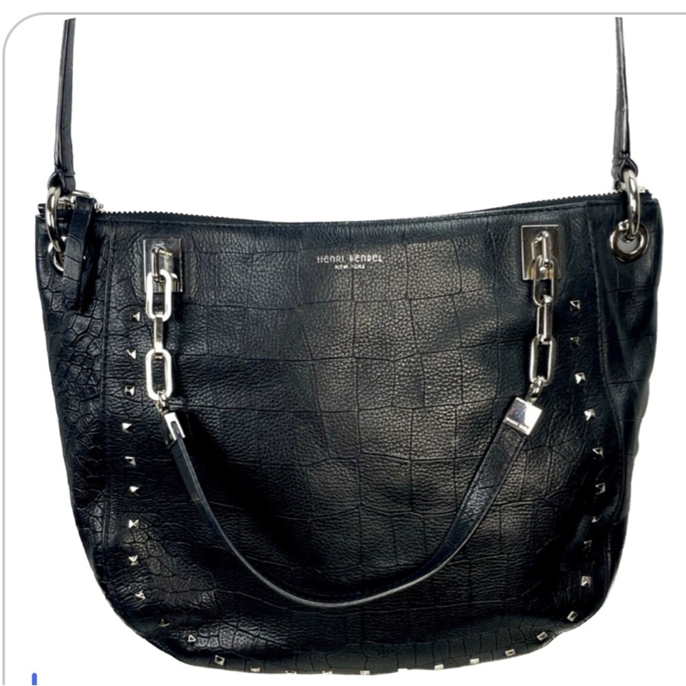 Henri Bendel Like New Black Leather Rockstud Shoulder Bag tdc